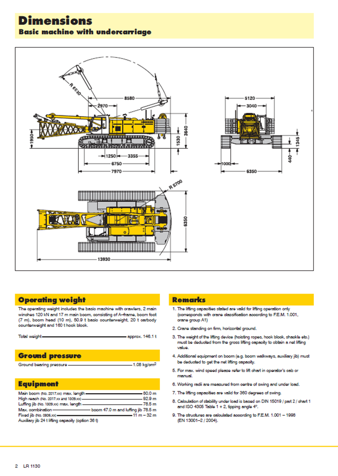 Liebherr LR 1130 Crane Overview and Specifications